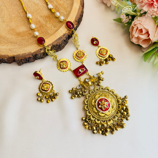 Golden Red Necklace Set