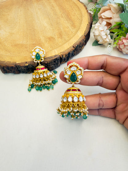 Moissanite Jadau Jhumki Earrings