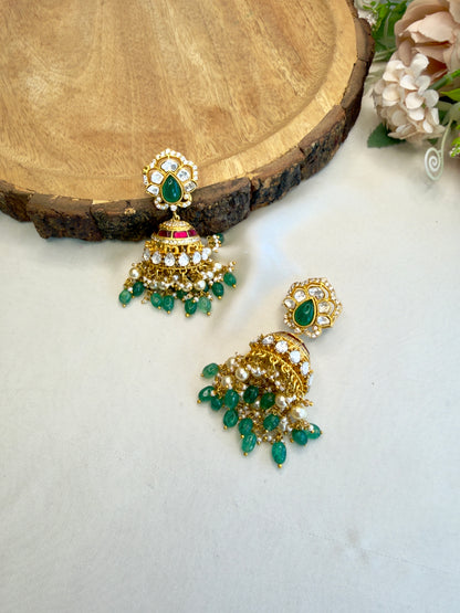 Moissanite Jadau Jhumki Earrings
