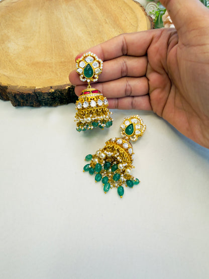 Moissanite Jadau Jhumki Earrings