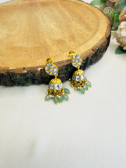 Mango Design White Jadau Earrings