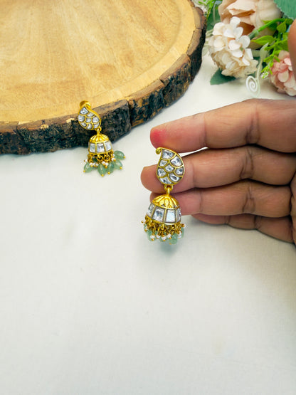 Mango Design White Jadau Earrings