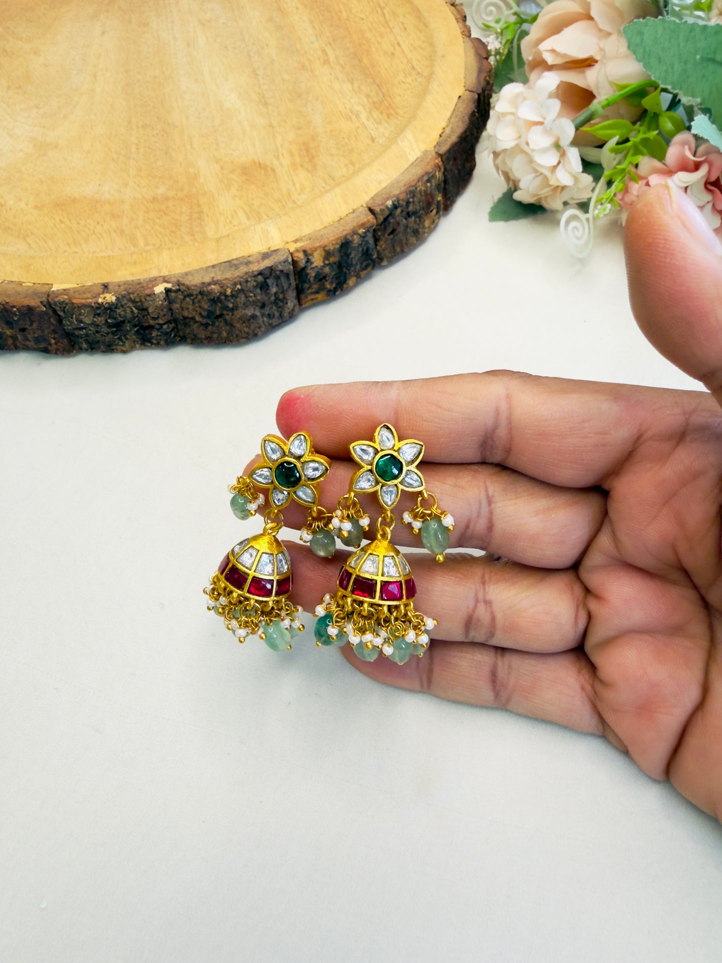 Flower Stud Jhumka Earrings