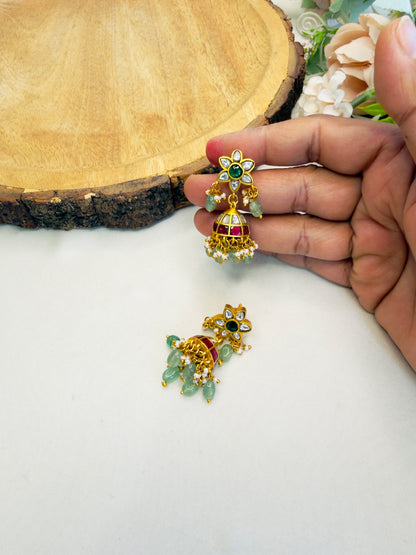 Flower Stud Jhumka Earrings