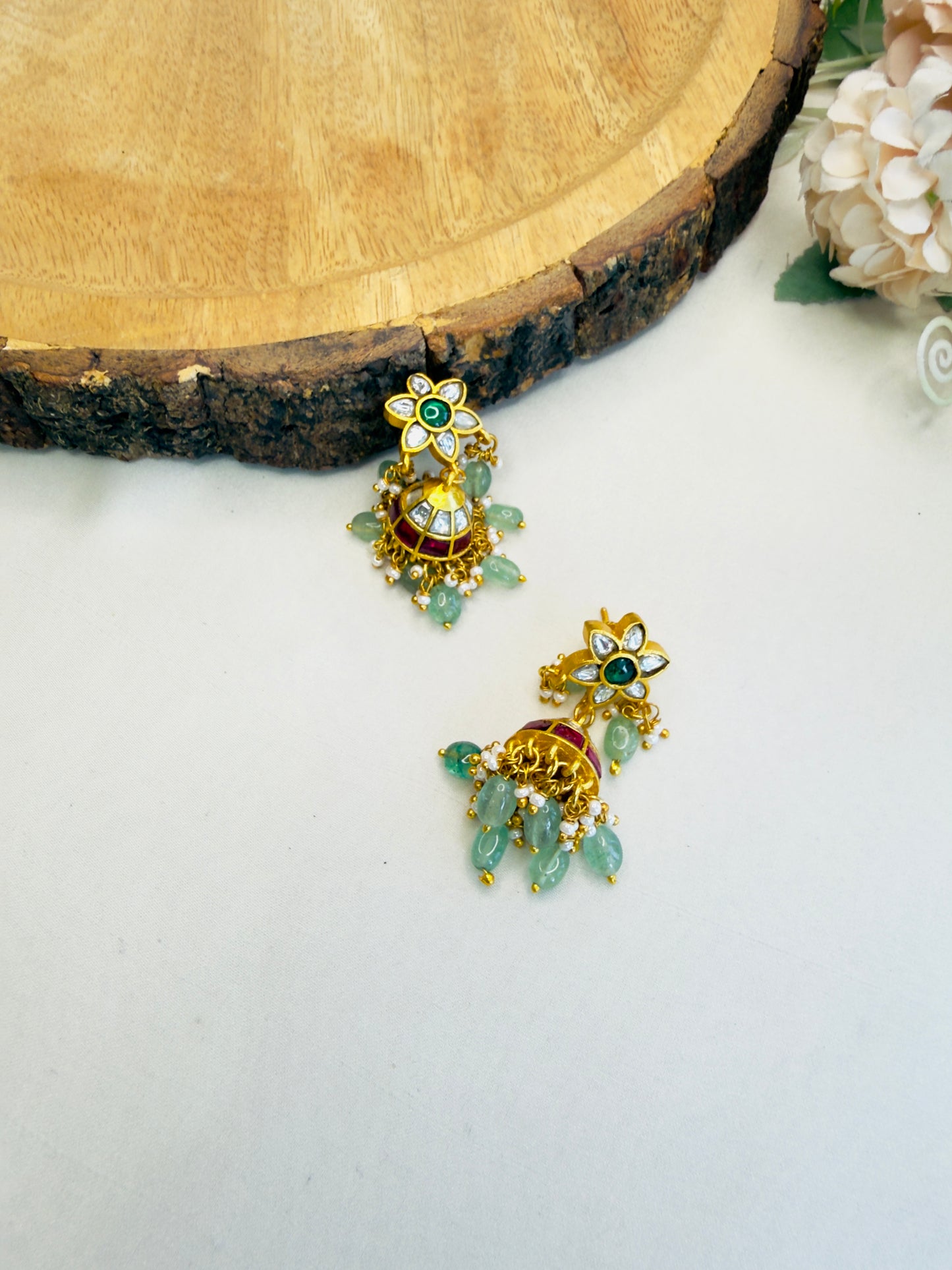 Flower Stud Jhumka Earrings