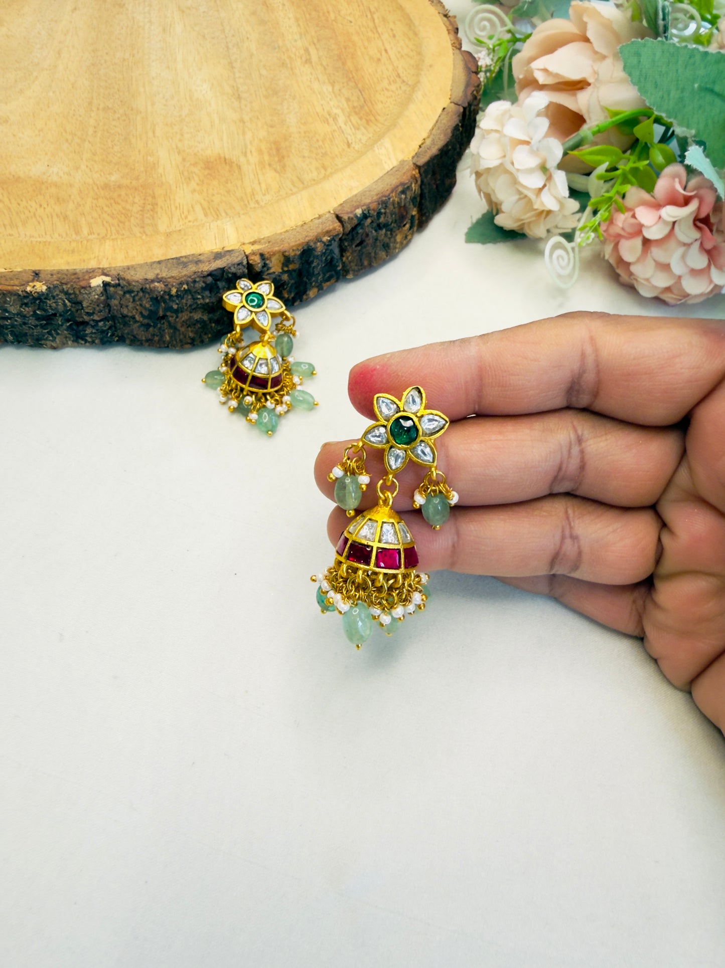 Flower Stud Jhumka Earrings