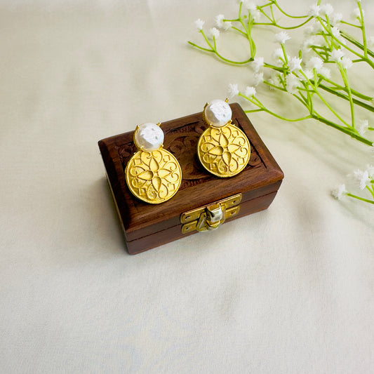 Brass Pearl Earrings