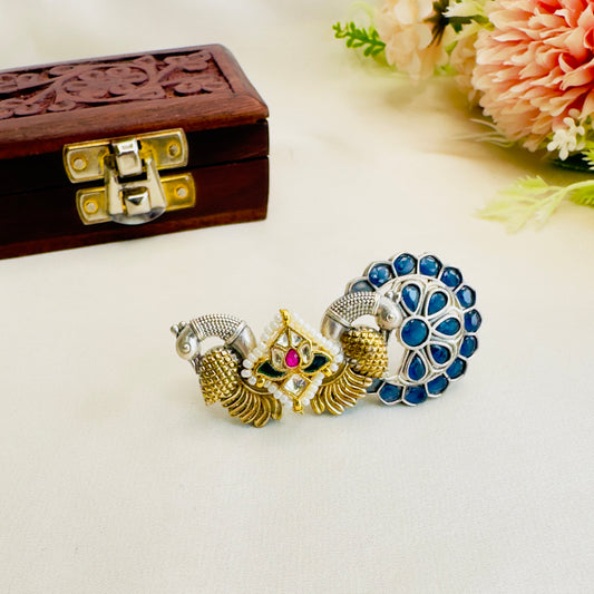 Peacock Pachi Kundan Ring