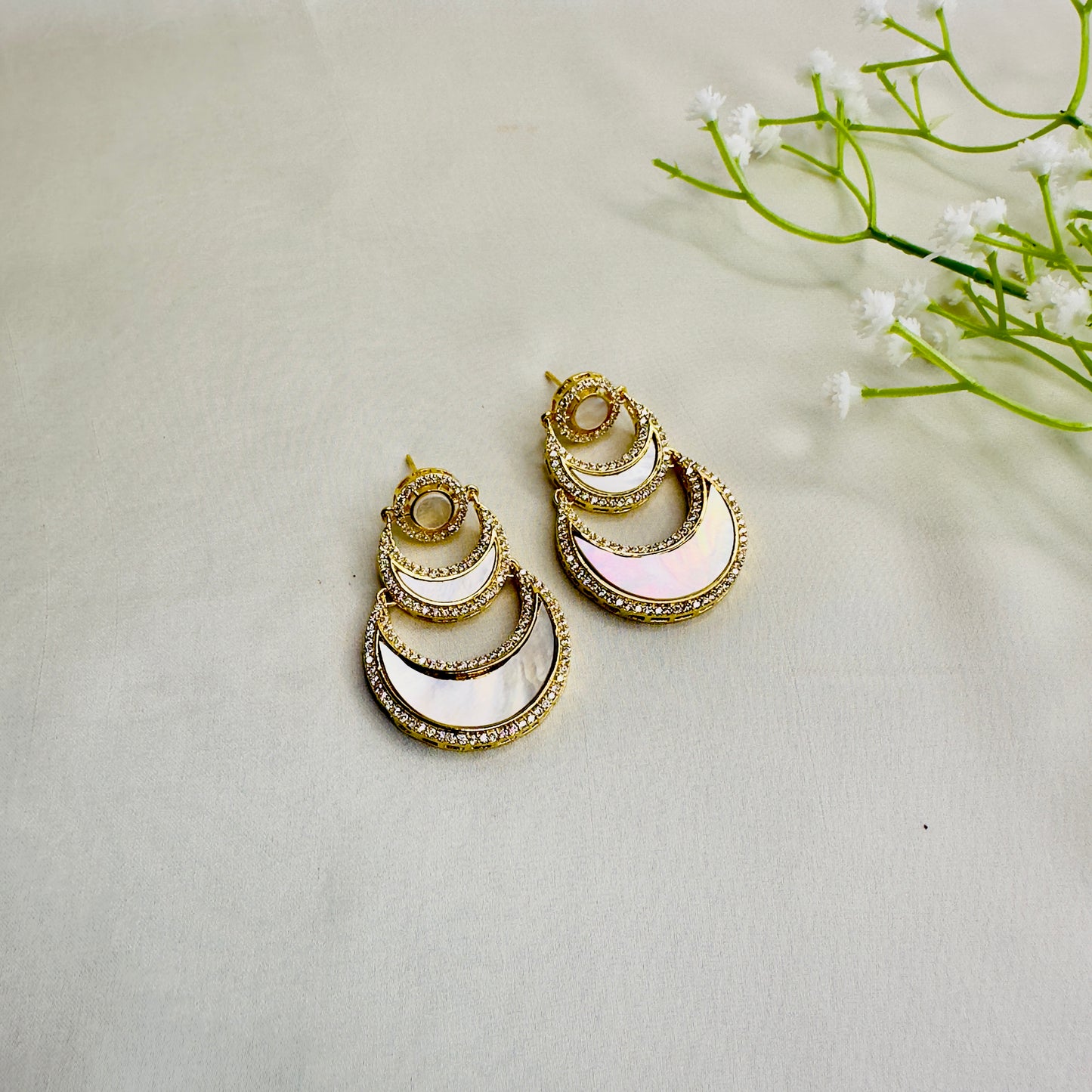 Chand Bali MOP AD Earrings