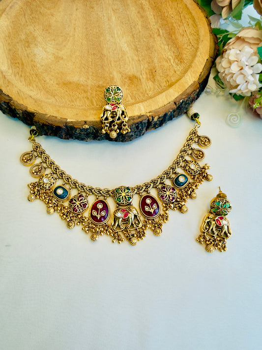 Elephant motif Necklace Set