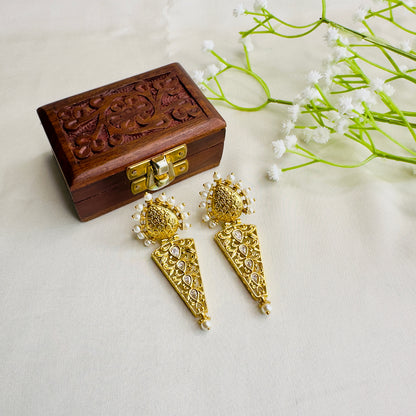 Amrapali Golden Kundan Earrings