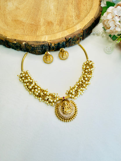Pearl Temple Necklace Set
