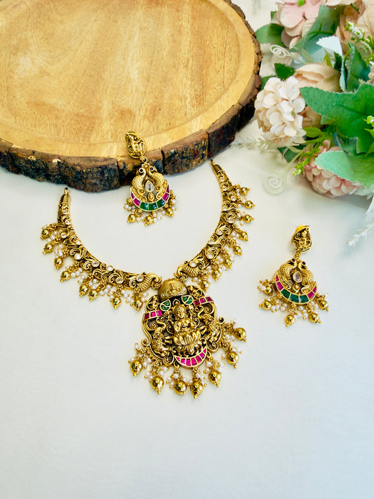 Gold replica Jadau Necklace Set