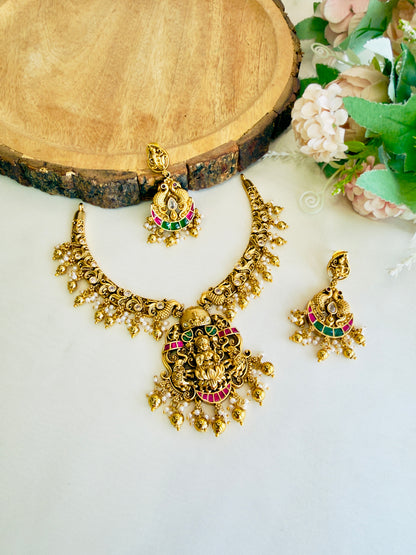 Gold replica Jadau Necklace Set