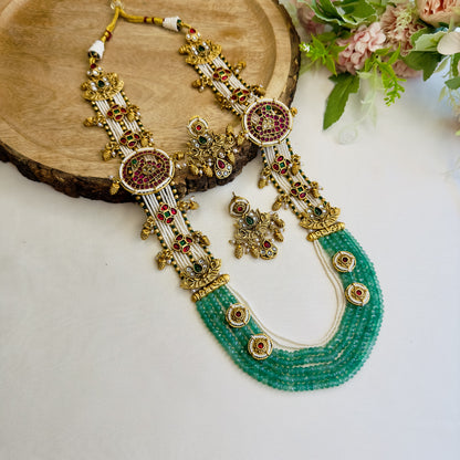Temple Multilayer Green Necklace Set