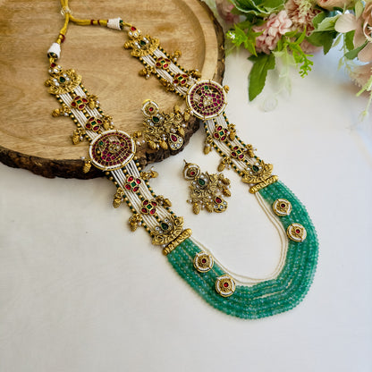 Temple Multilayer Green Necklace Set