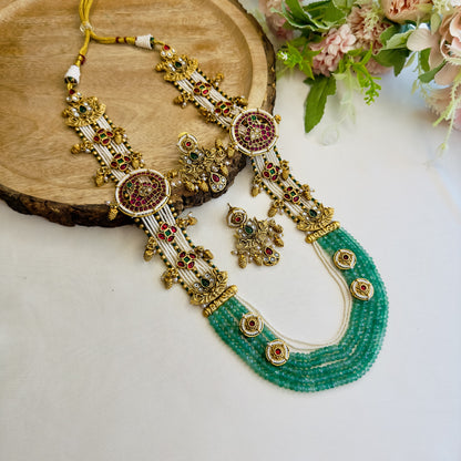 Temple Multilayer Green Necklace Set