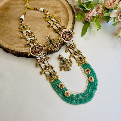 Temple Multilayer Green Necklace Set