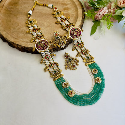 Temple Multilayer Green Necklace Set