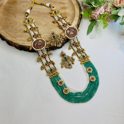 Temple Multilayer Green Necklace Set