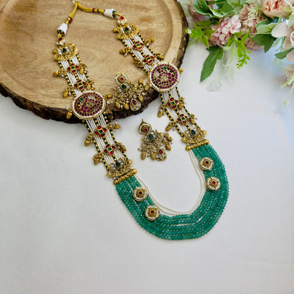Temple Multilayer Green Necklace Set