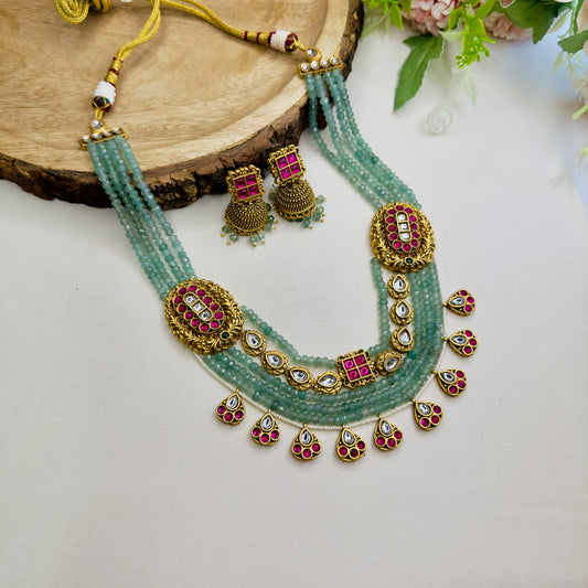 Mint Green Layered Necklace Set
