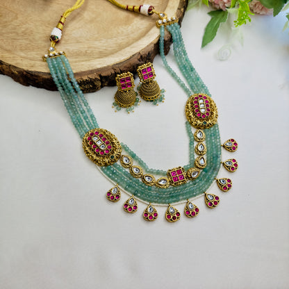 Mint Green Layered Necklace Set