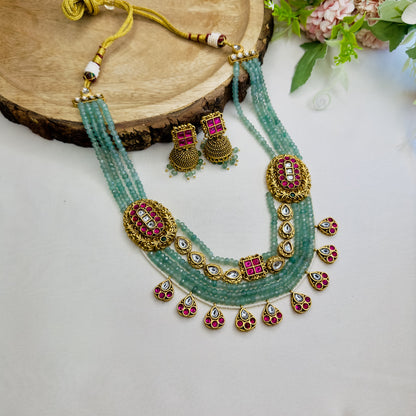 Mint Green Layered Necklace Set