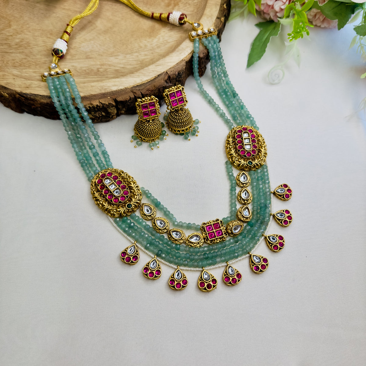 Mint Green Layered Necklace Set
