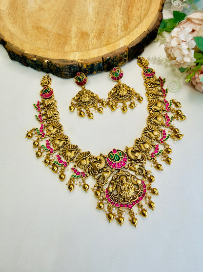Gold Replica Jadau Temple Necklace set