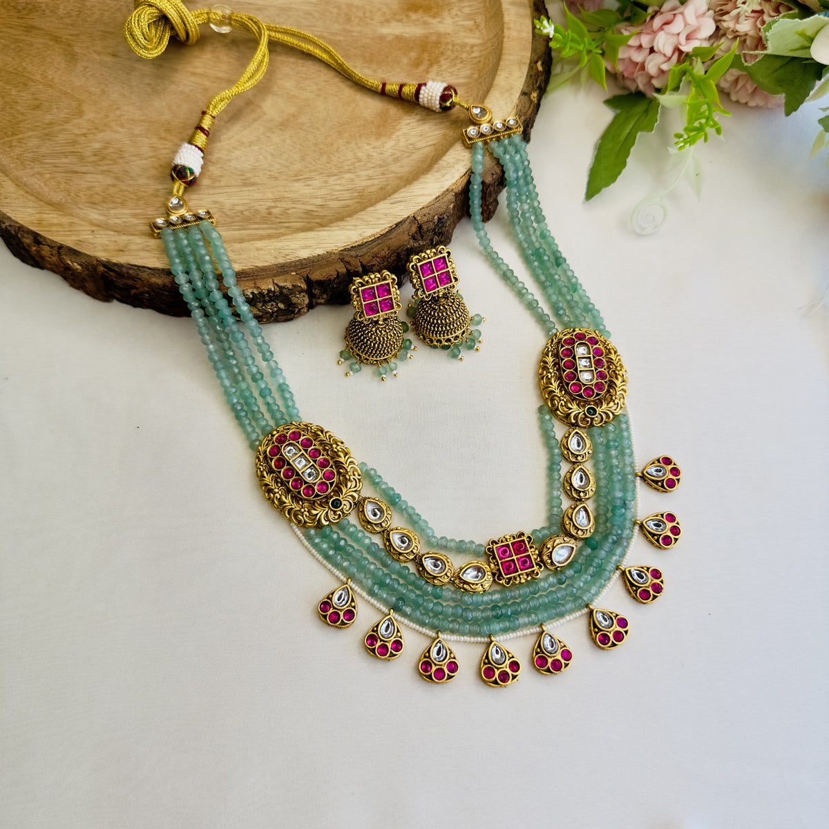 Mint Green Layered Necklace Set