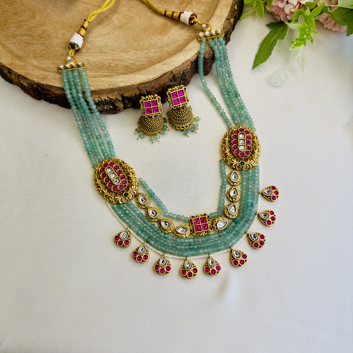 Mint Green Layered Necklace Set