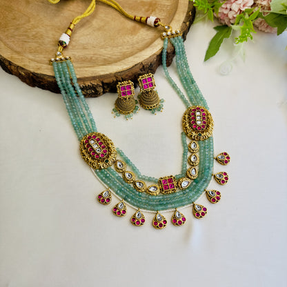 Mint Green Layered Necklace Set