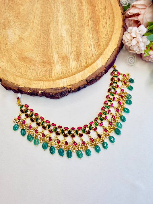 Multicolor Jadau Necklace set