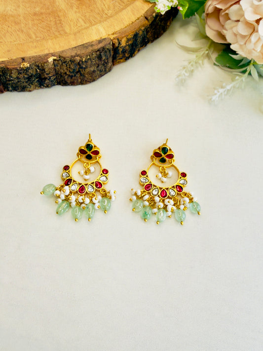 Multicolor Jadau Chand Bali earrings