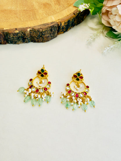Multicolor Jadau Chand Bali earrings