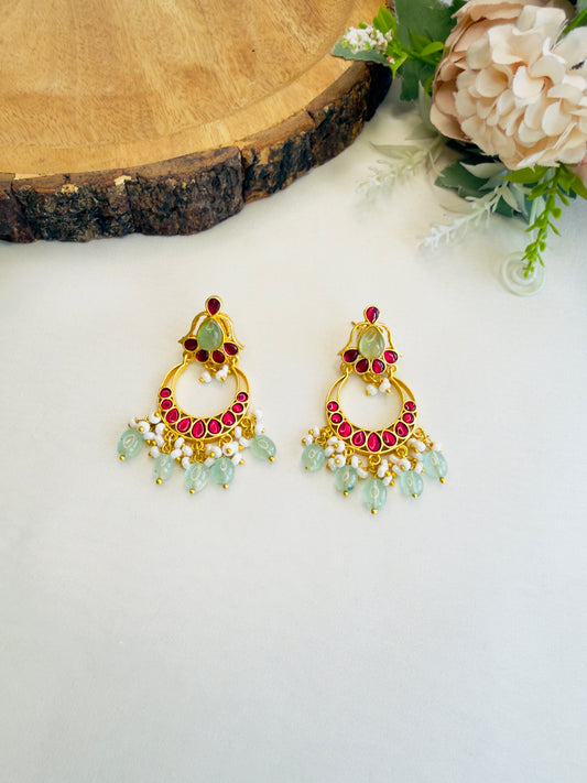 Multicolor Jadau Chand bali Earrings