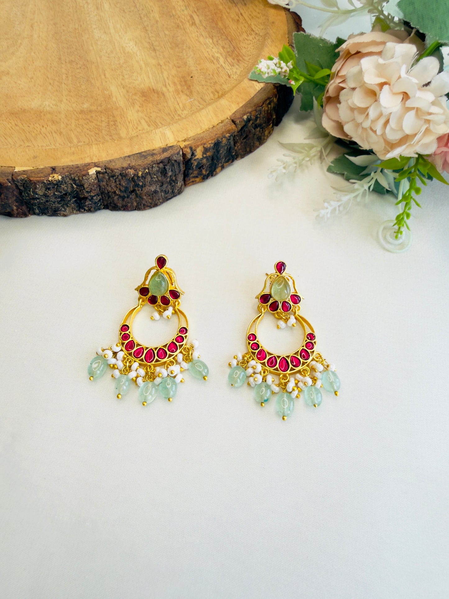 Multicolor Jadau Chand bali Earrings
