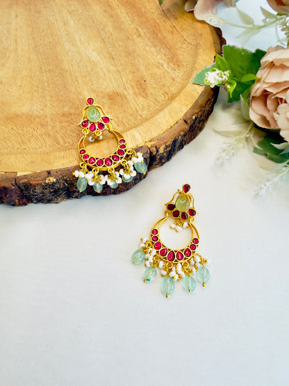 Multicolor Jadau Chand bali Earrings
