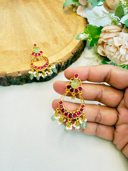 Multicolor Jadau Chand bali Earrings