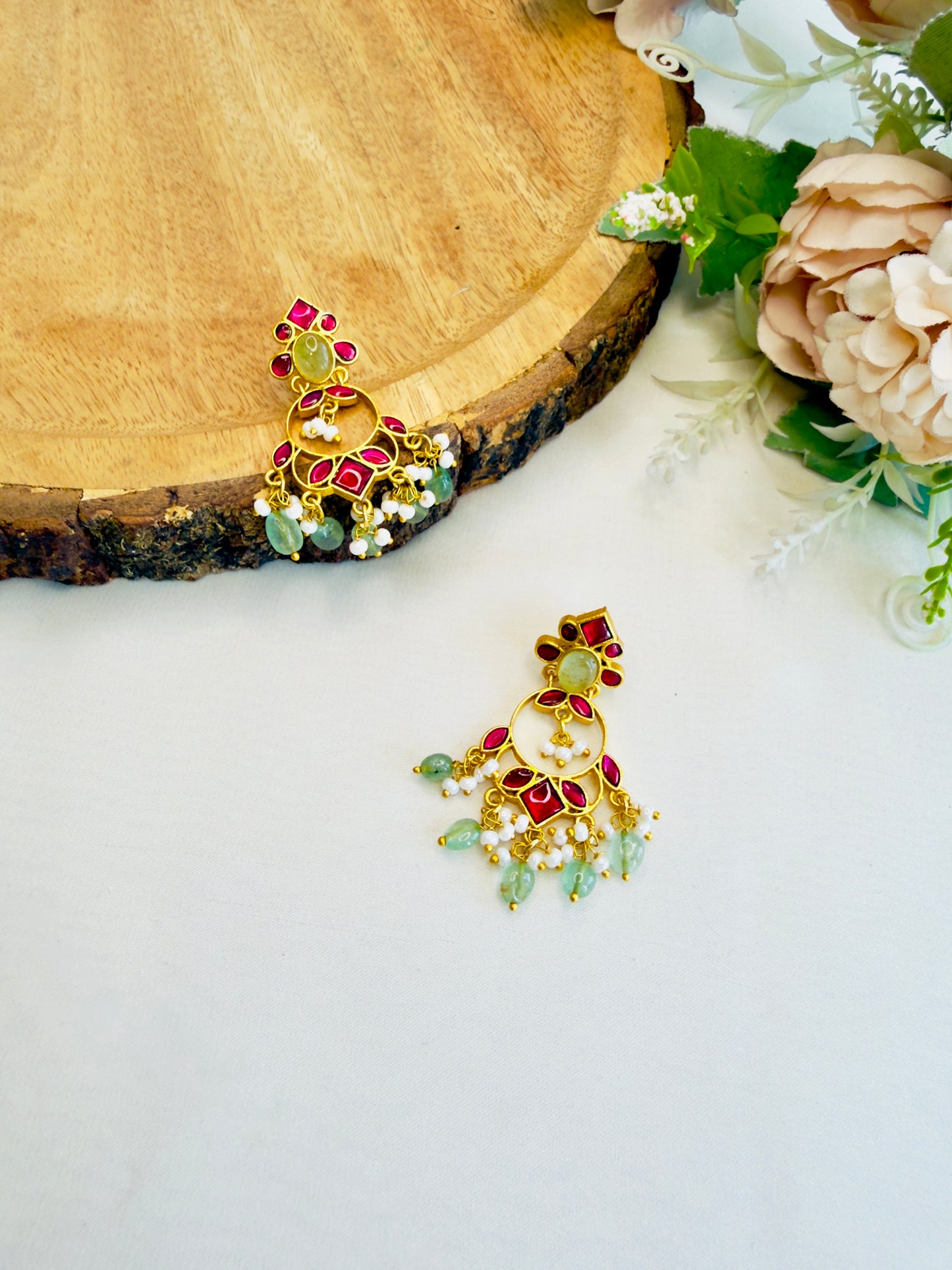 Ruby green Jadau Earrings