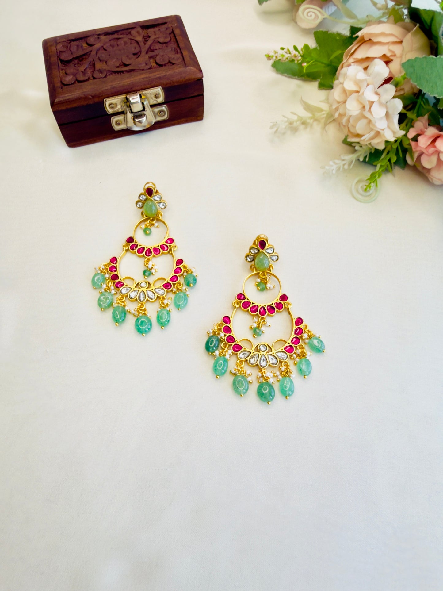 Two Layer Jadau Chand bali Earrings