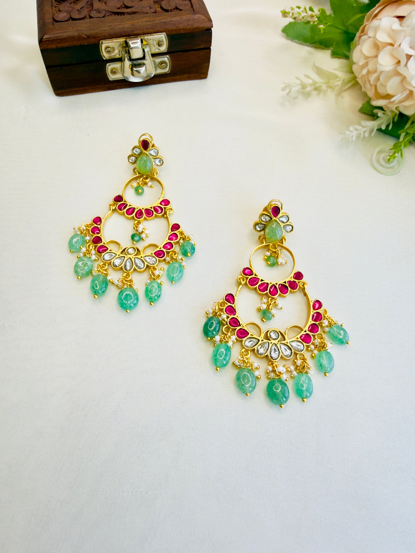 Two Layer Jadau Chand bali Earrings