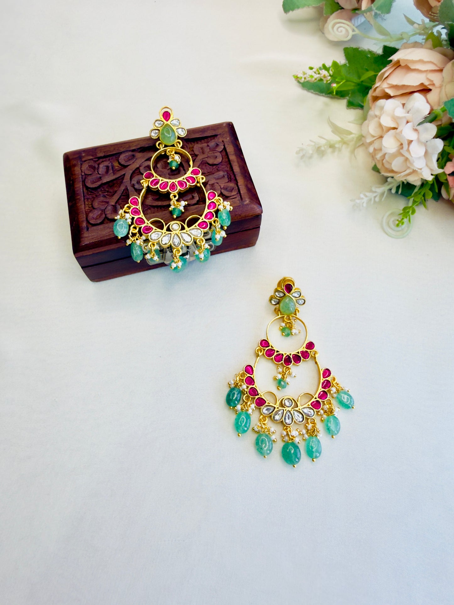 Two Layer Jadau Chand bali Earrings