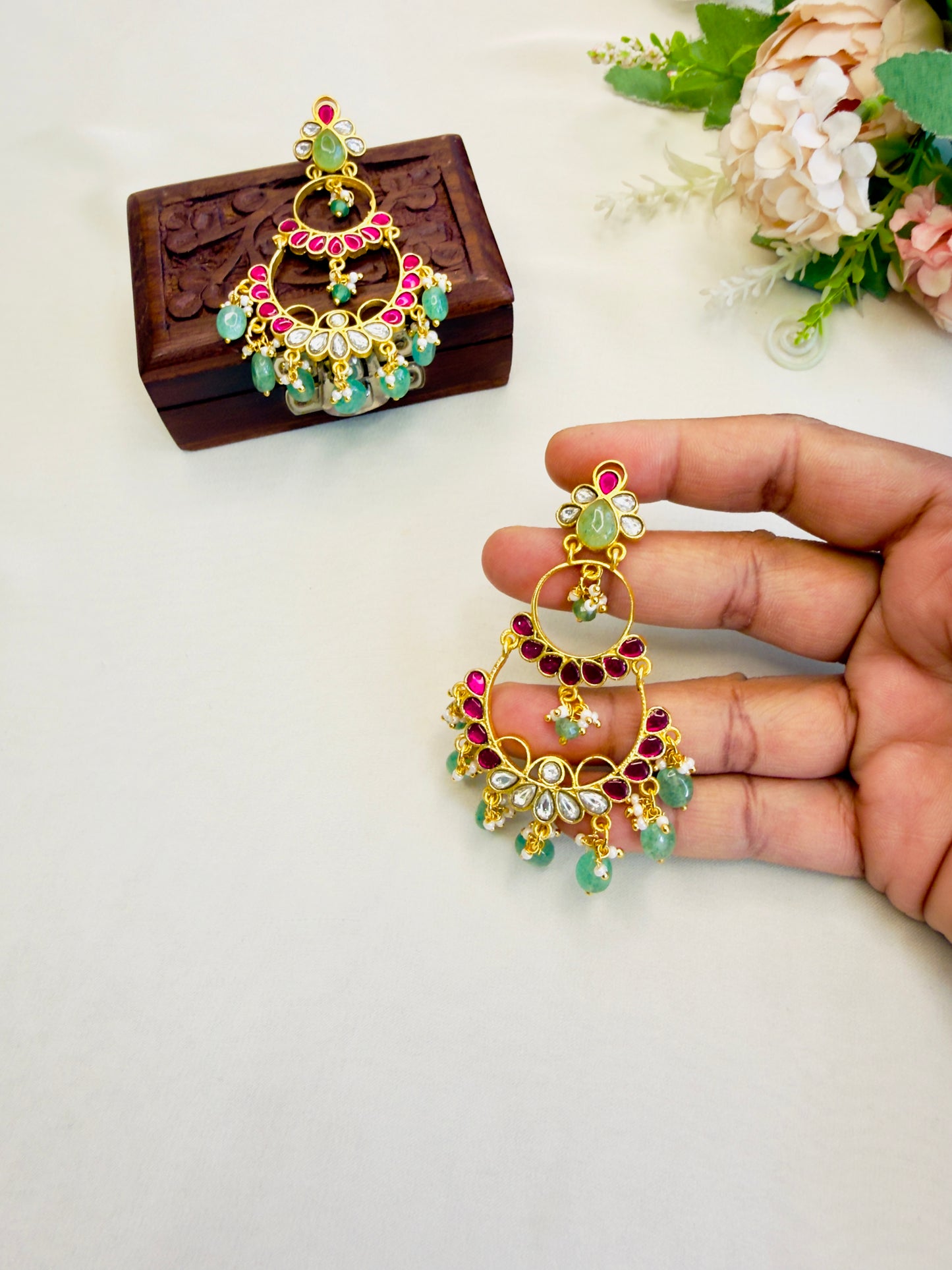 Two Layer Jadau Chand bali Earrings