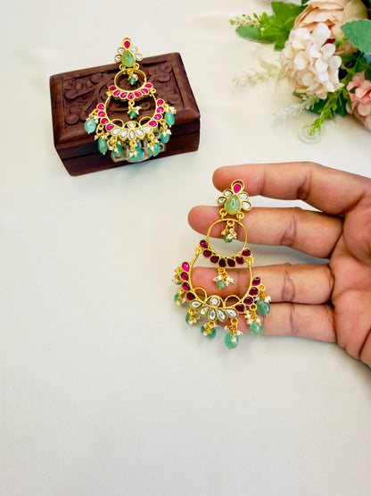 Two Layer Jadau Chand bali Earrings
