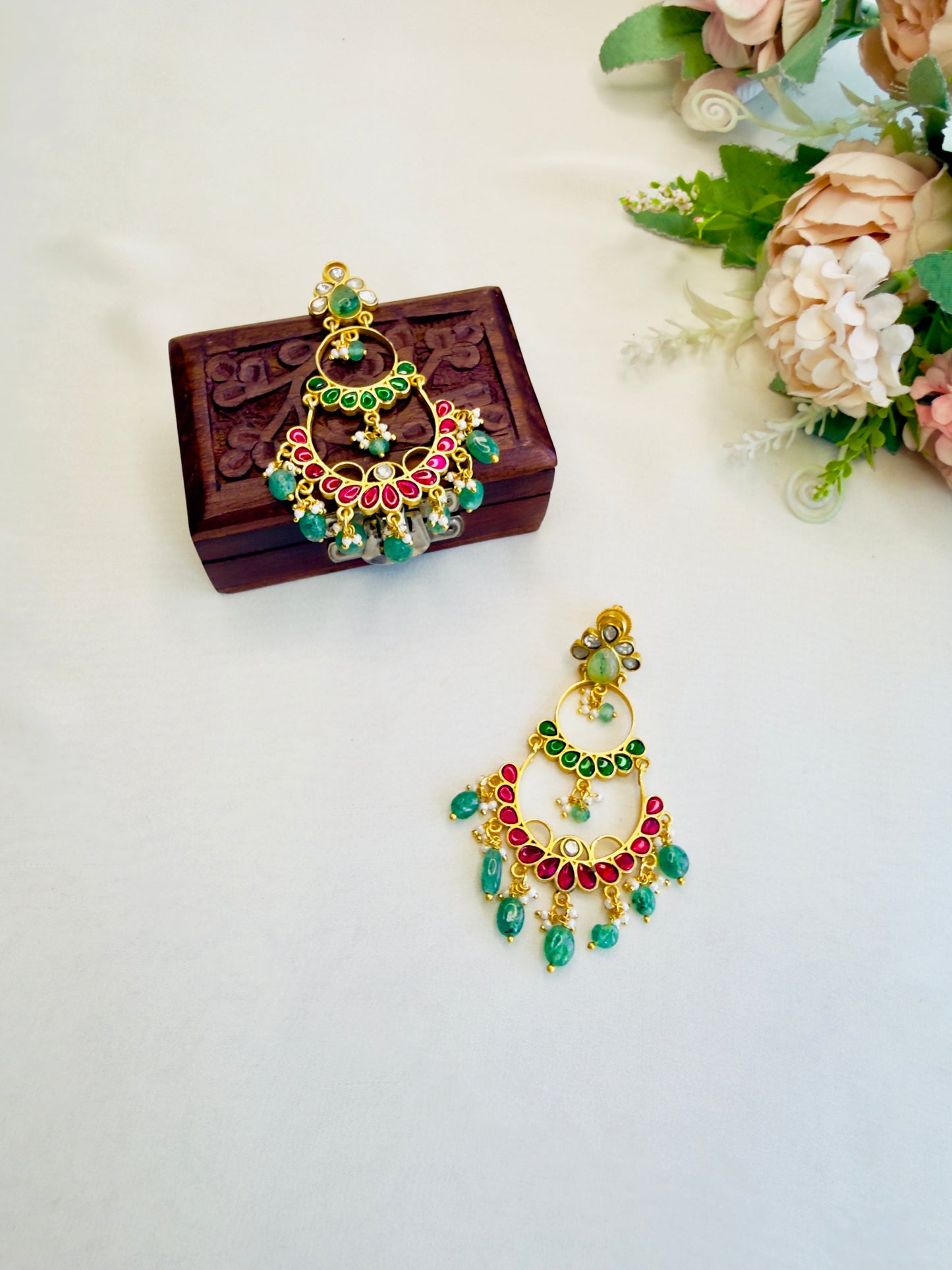 Two Layer Jadau Chand bali Earrings