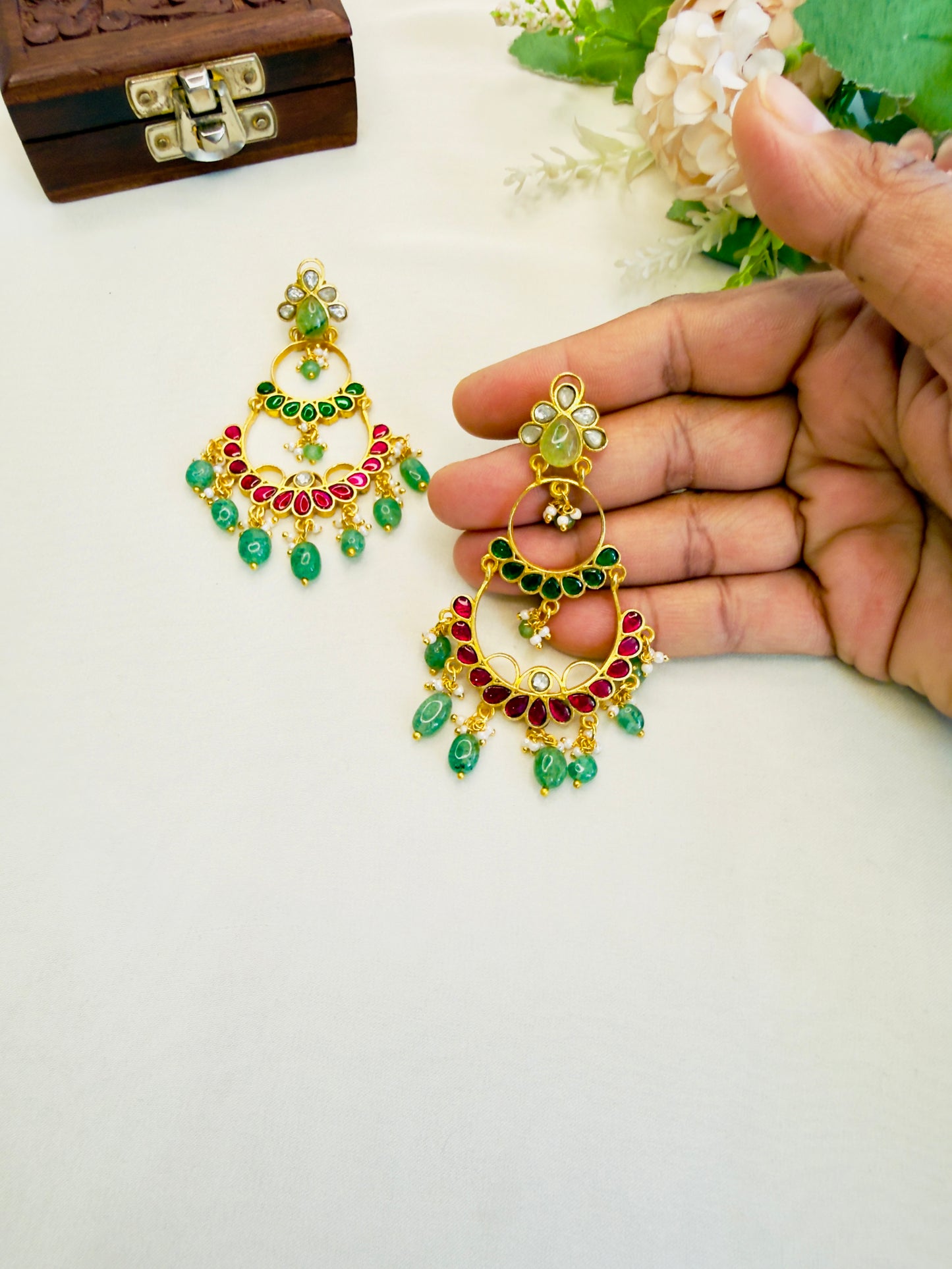 Two Layer Jadau Chand bali Earrings