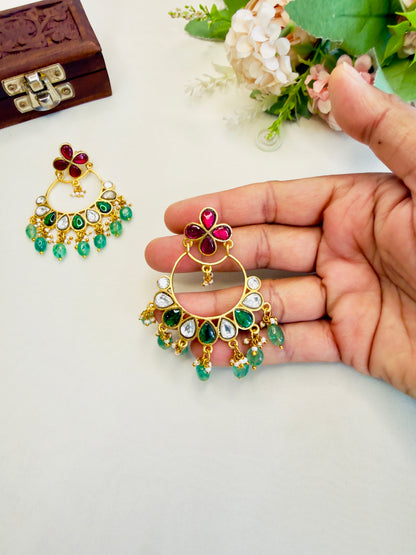 Multicolor Jadau Chand bali Earrings