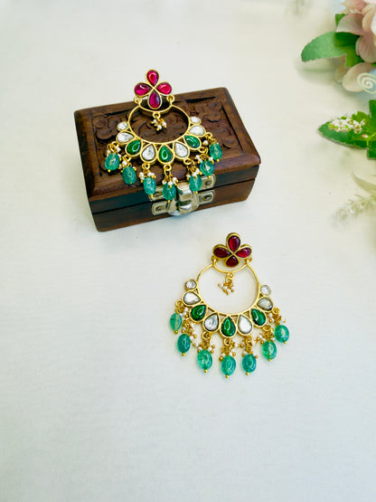 Multicolor Jadau Chand bali Earrings